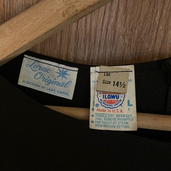 Vintage Black Gathered Waist Wide Short Sleeve Polyester Dress Women’s Size 14 - Picture 4 of 8